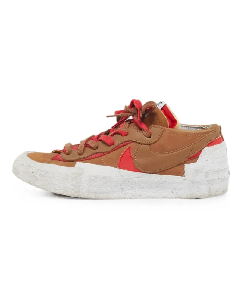 Nike x Sacai Blazer leather and suede lace up sneakers - Braun Braun