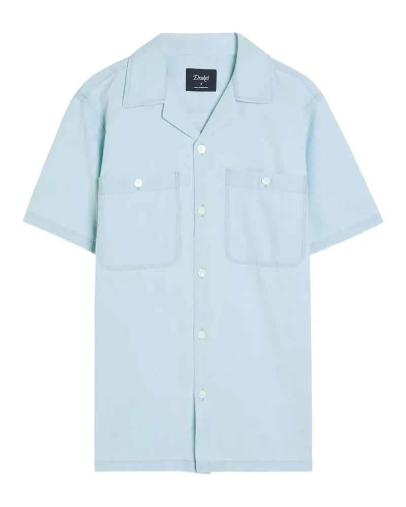 Drake's Kurzärmeliges Hemd mit Kragen - Blau Blau