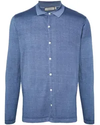 Canali Cardigan mit Poloshirtkragen Blau