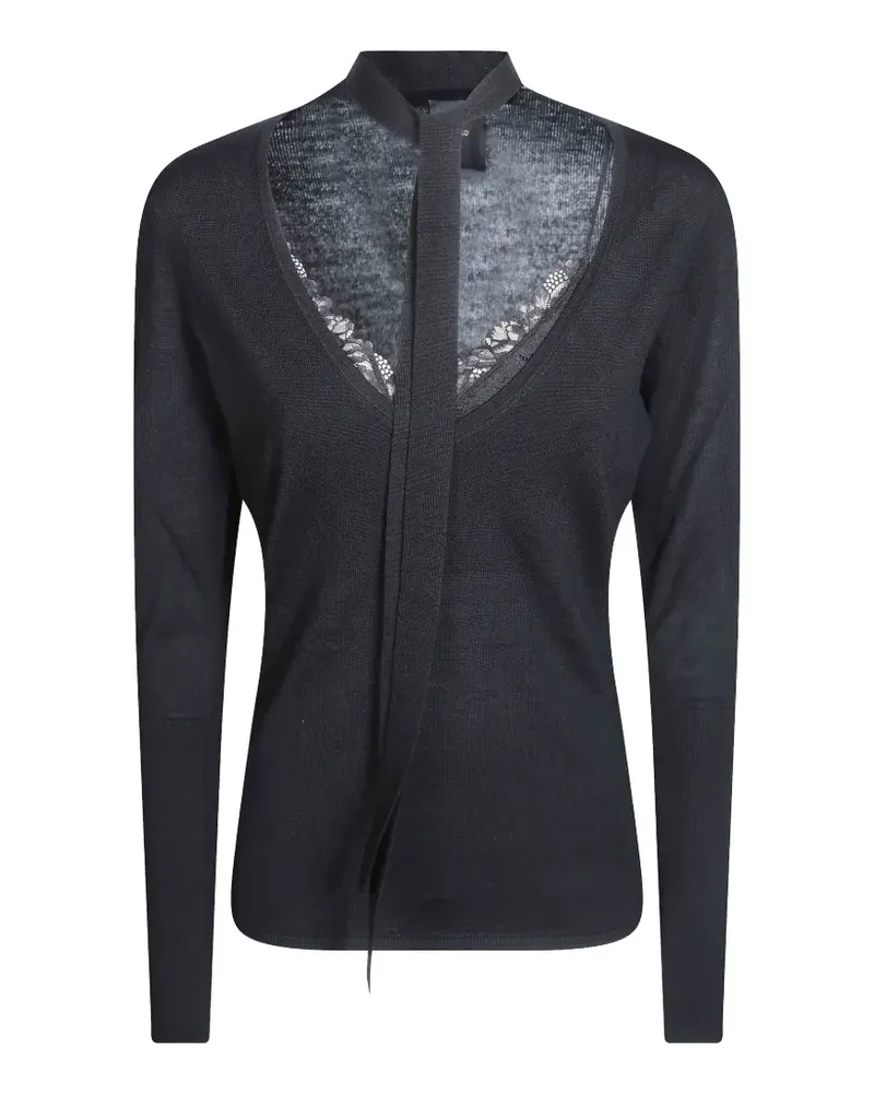 Pinko Pullover mit Spitzenbesatz - Schwarz Schwarz