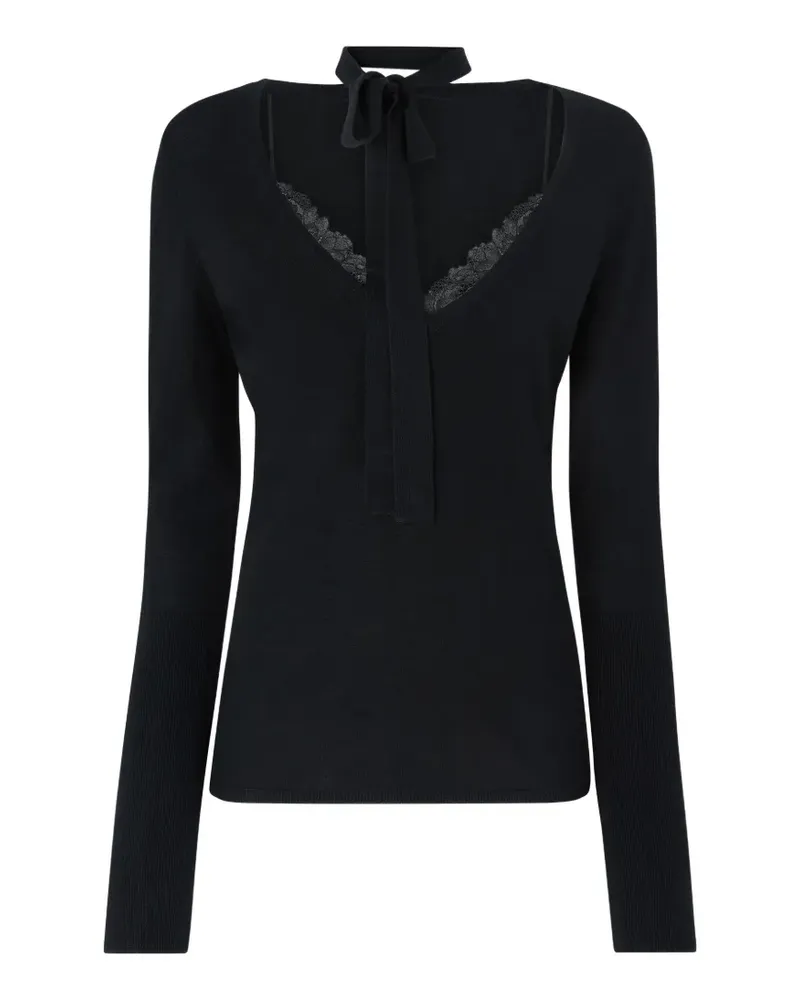 Pinko Pullover mit Spitzenbesatz - Schwarz Schwarz