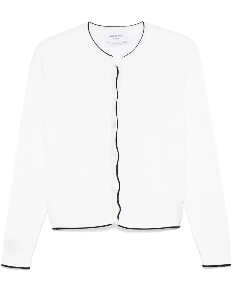 Thom Browne Strukturierter 4 Bar Stripes Cardigan - Weiß Weiß
