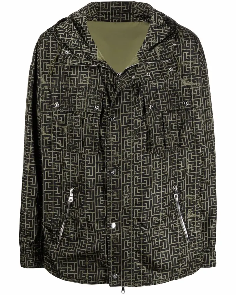 Balmain Parka mit Logo-Muster - Grün Grün