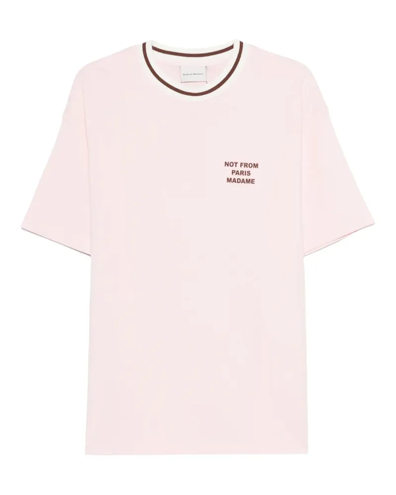 Drôle de Monsieur ribbed-trim T-shirt - Rosa Rosa