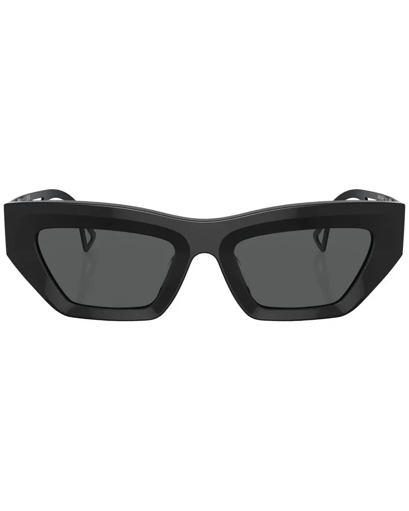 Versace Eckige Sonnenbrille mit Logo-Prägung - Schwarz Schwarz