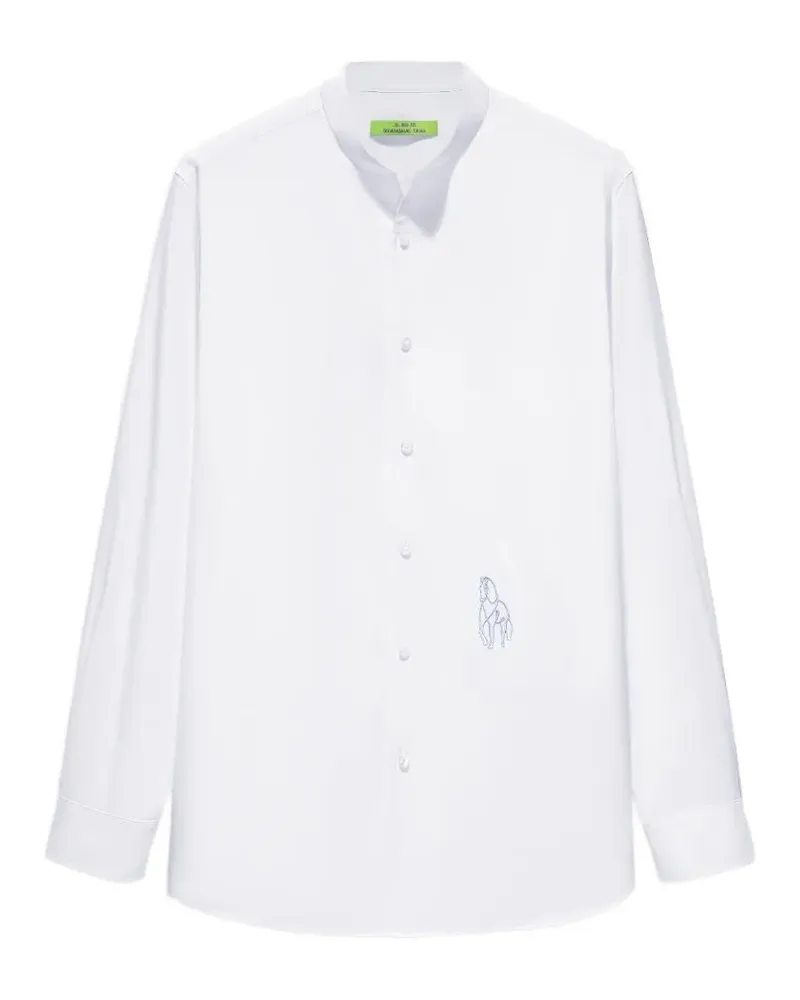 Shanghai Tang Hemd mit Pferdestickerei - Weiß Weiß