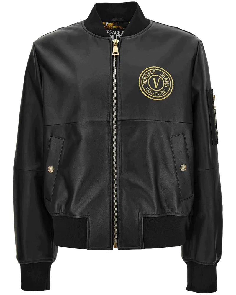 Versace Jeans Klassische Lederjacke - Schwarz Schwarz