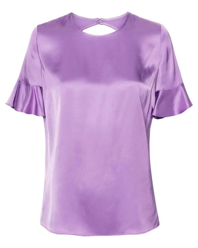 Twin-Set Satinbluse mit gerüschten Bündchen - Violett Violett
