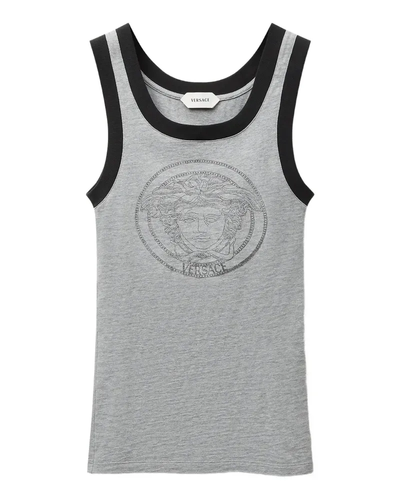 Versace printed cotton-jersey tank top - Grau Grau