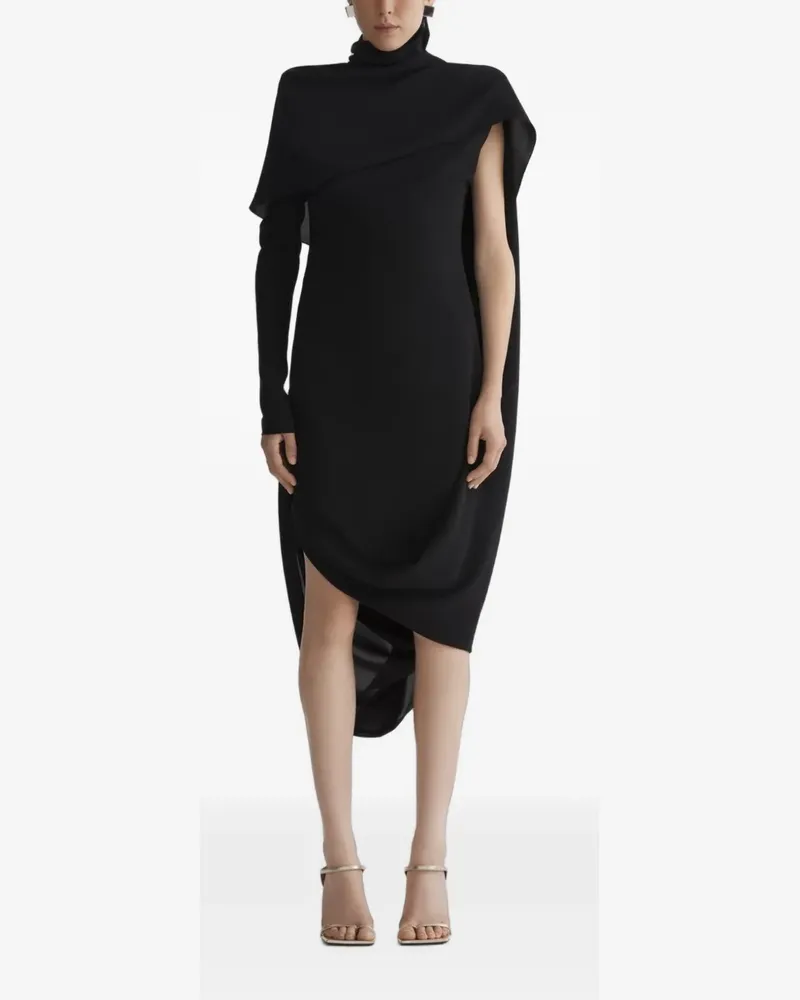 Thierry Mugler Asymmetrisches Kleid mit Rollkragen - Schwarz Schwarz