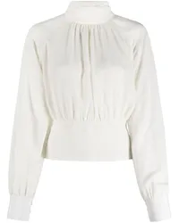 Filippa K Seidenbluse mit Stehkragen Weiß