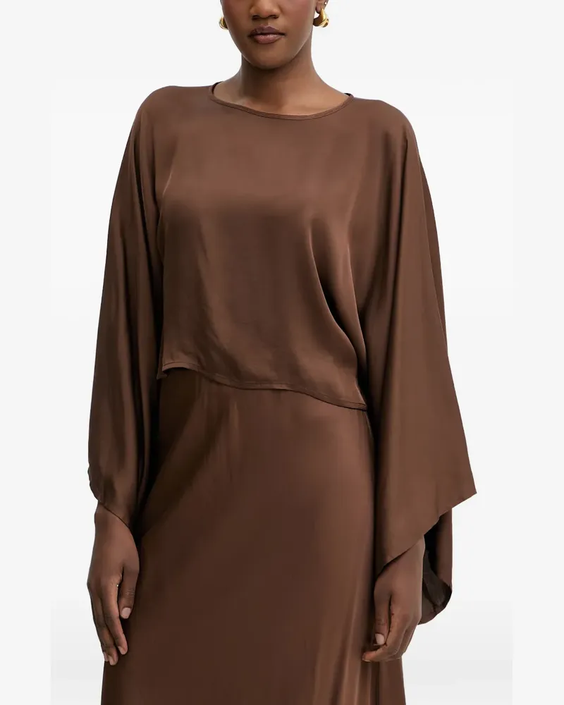HAVEONE Cropped-Top mit Fledermausärmeln - Braun Braun