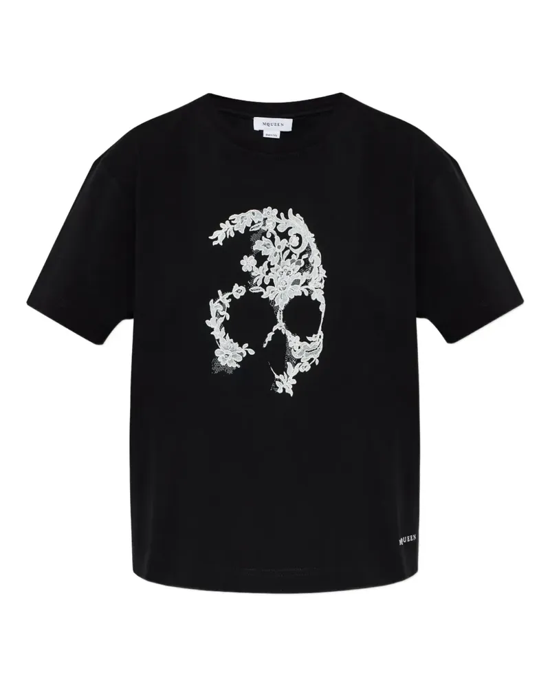 Alexander McQueen skull-lace T-shirt - Schwarz Schwarz