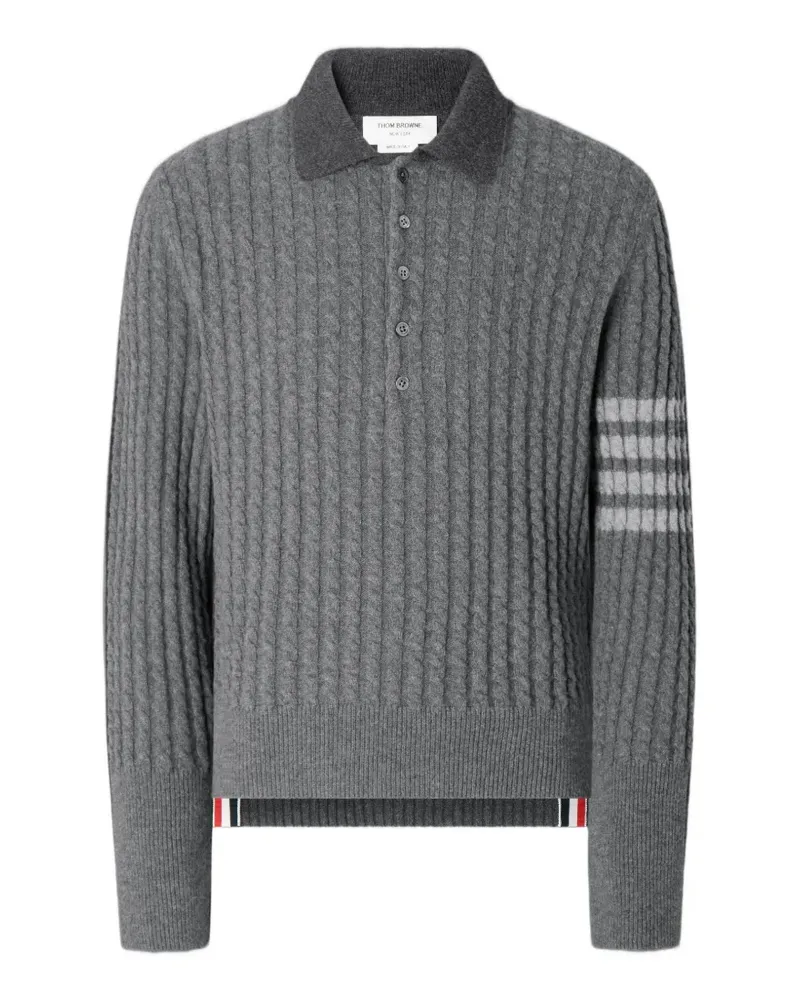 Thom Browne Poloshirt mit Streifen - Grau Grau