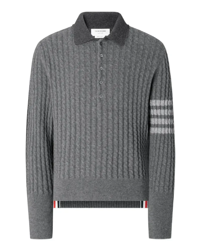 Thom Browne Poloshirt mit Streifen - Grau Grau