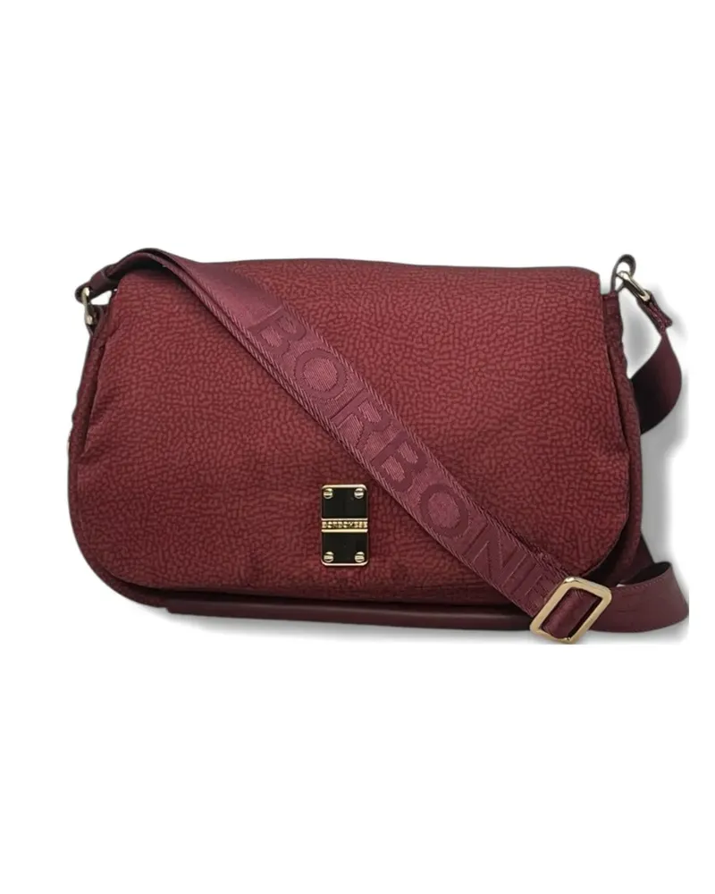 Borbonese medium Cahier logo-plaque cross body bag - Rot Rot
