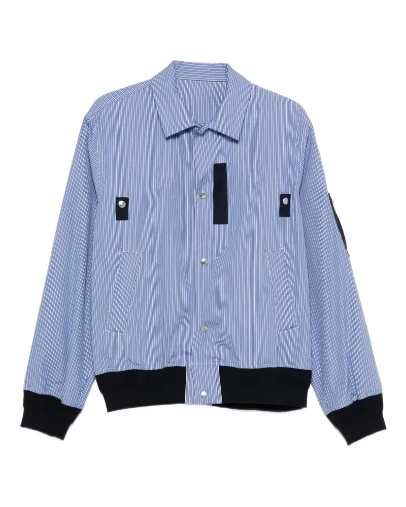 Sacai Bomberjacke mit gestreiften Einsätzen - Blau Blau