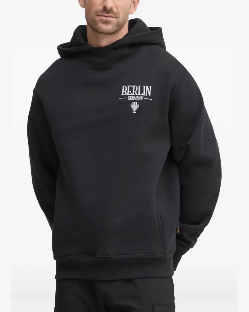 Alpha Industries Bestickter Berlin Candy Hoodie - Schwarz Schwarz