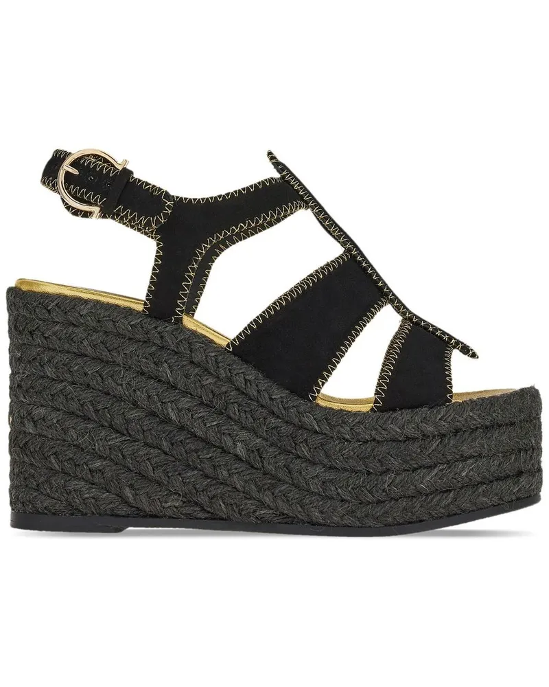 Ferragamo Wedge-Sandalen mit Espadrillesohle 55mm Schwarz