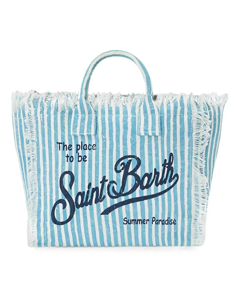 MC2 Saint Barth Colette striped frayed tote bag - Blau Blau