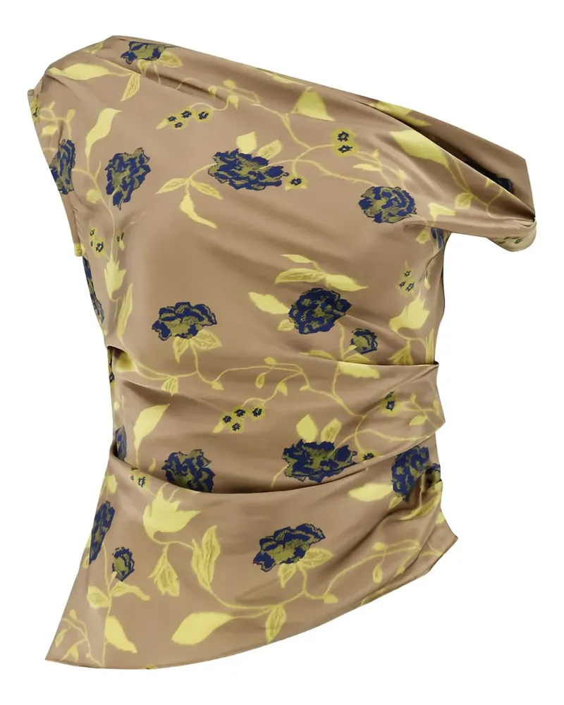 STAUD Drapiertes Phare Oberteil mit Blumen-Print - Braun Braun