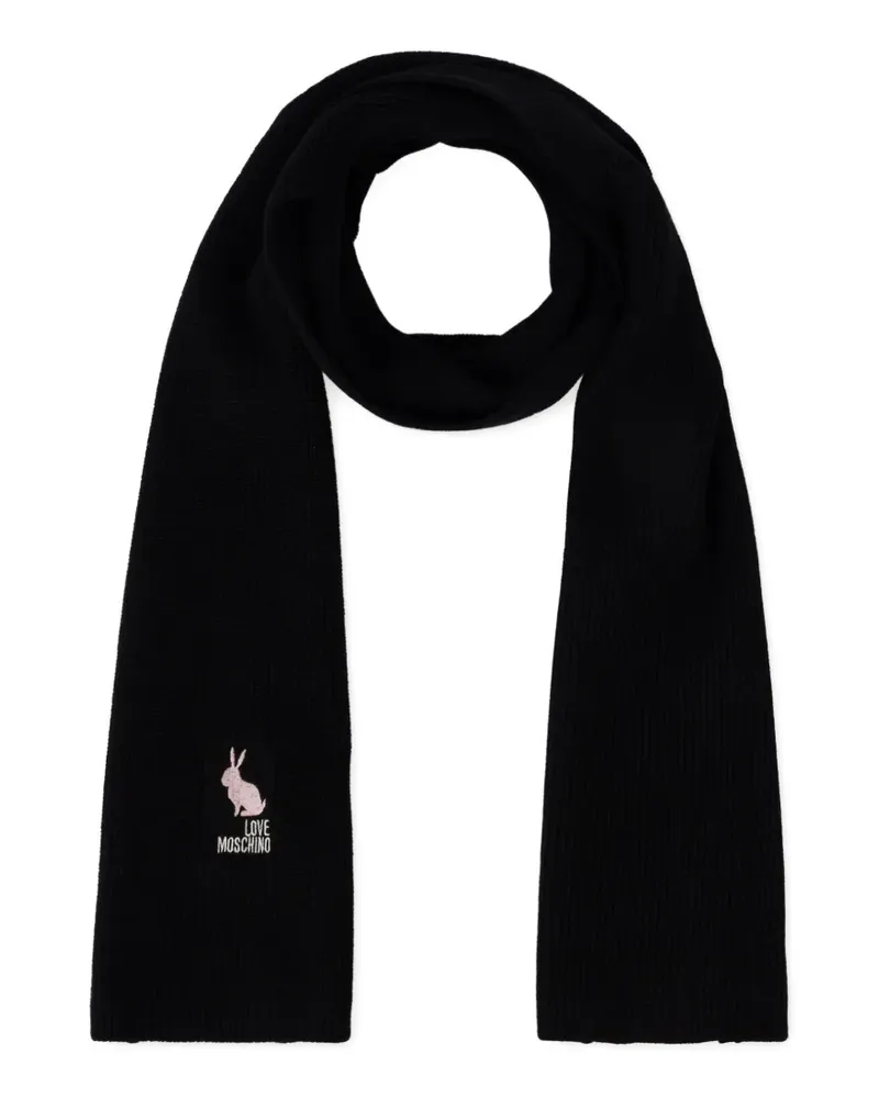 Moschino Gerippter Schal mit Hasenmotiv - Schwarz Schwarz