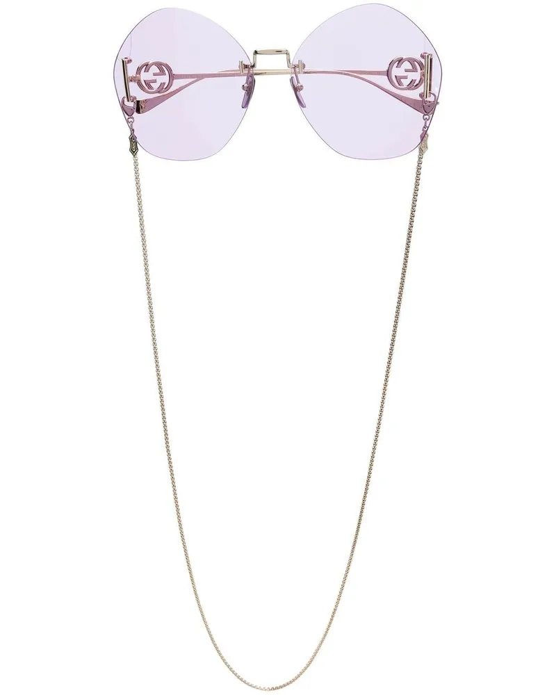 Gucci Sonnenbrille mit rundem Gestell - Gold Gold