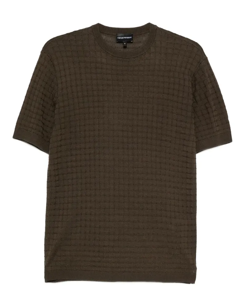 Emporio Armani Strukturierter Pullover mit rundem Ausschnitt - Grün Grün