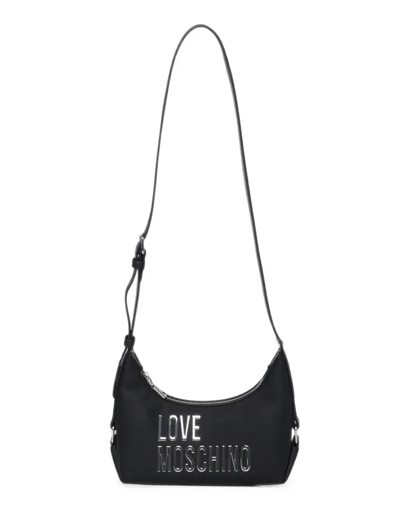 Moschino Schultertasche mit Logo-Schild - Schwarz Schwarz
