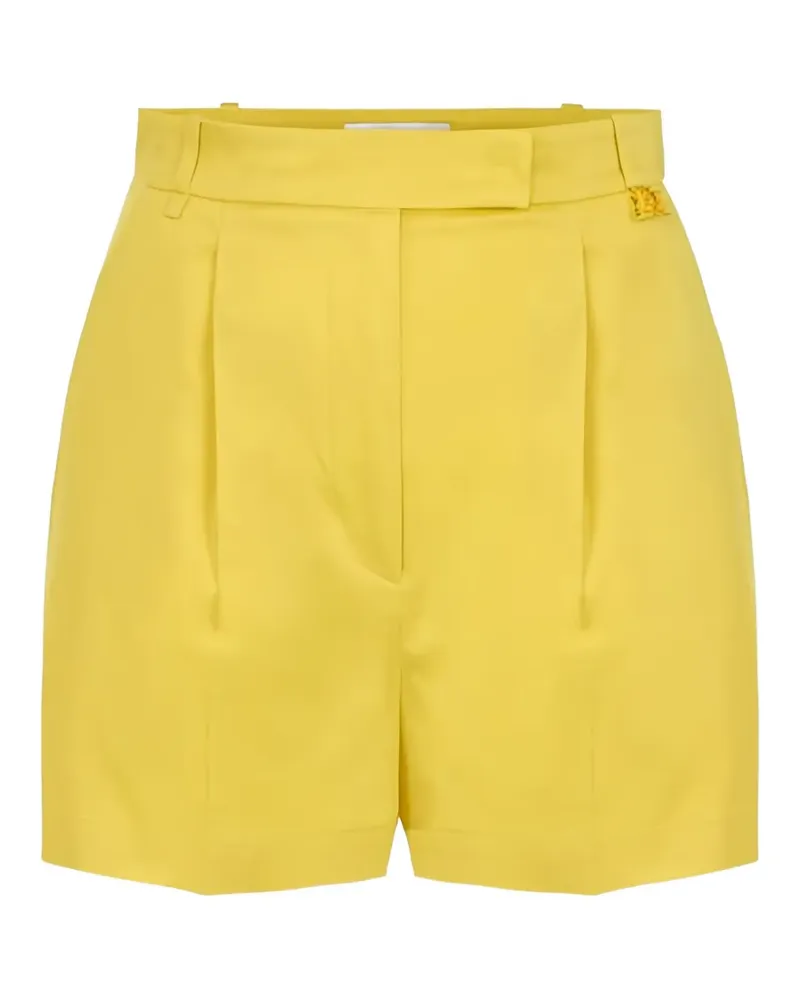 Elisabetta Franchi logo-detail pleated shorts - Gelb Gelb