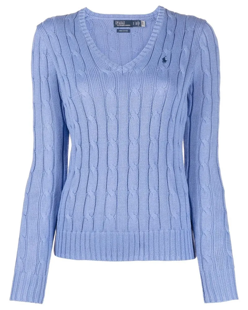 Ralph Lauren Polo Pony Pullover mit Zopfmuster - Blau Blau