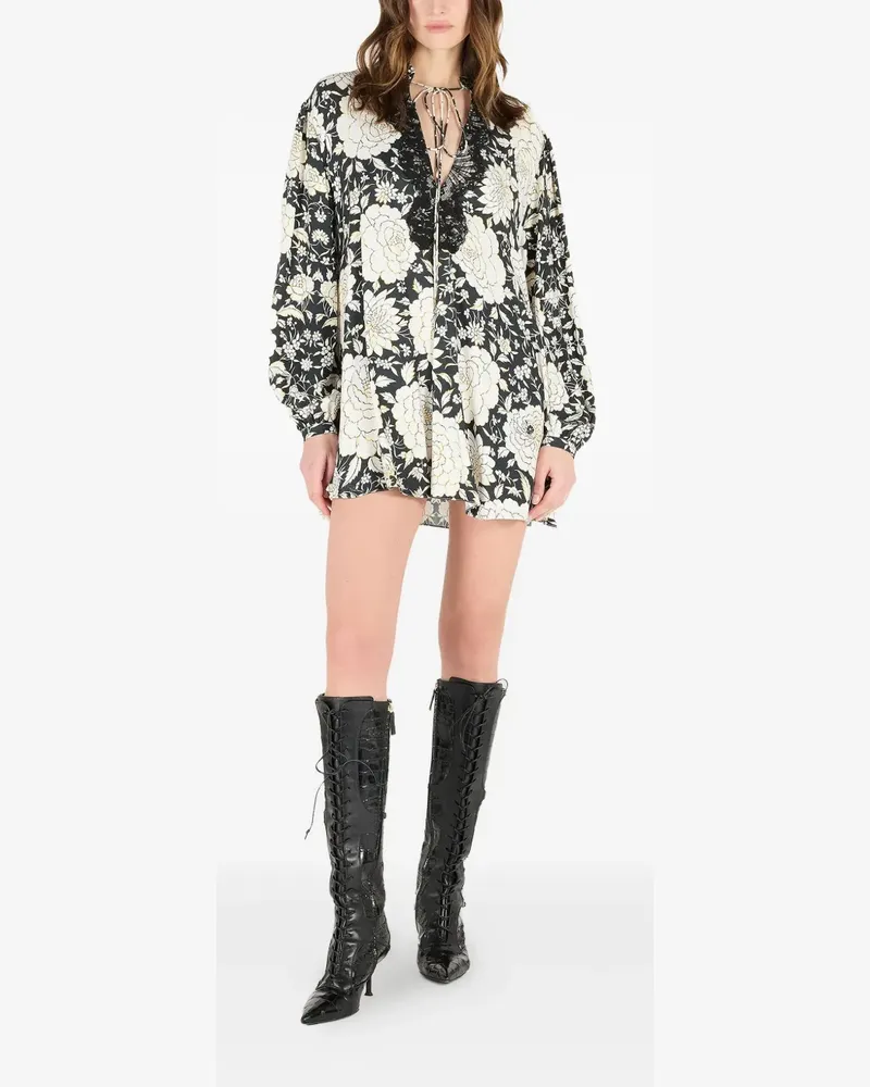 Roberto Cavalli Minikleid mit Blumen-Print - Nude Nude