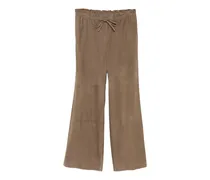 Paperbag-Hose aus Wildleder - Nude