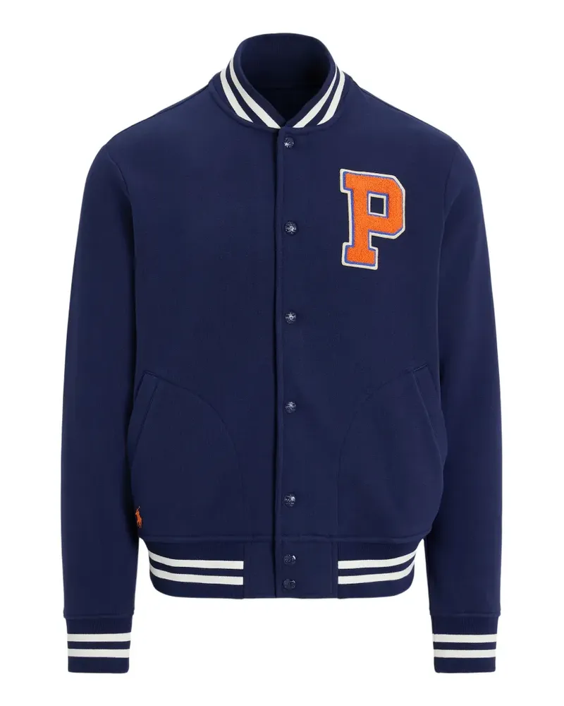 Ralph Lauren logo-patch striped-trim bomber jacket - Blau Blau