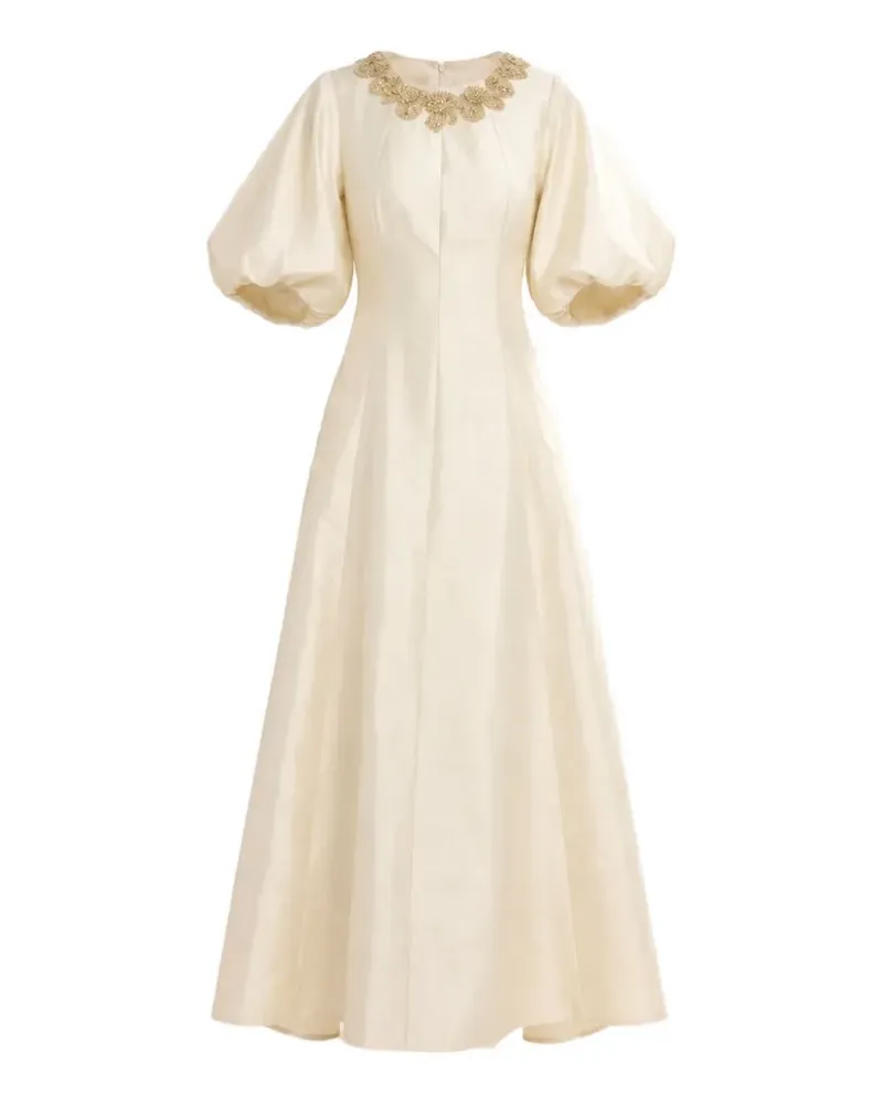 Baruni Jawher embellished puff-sleeve maxi gown - Nude Nude