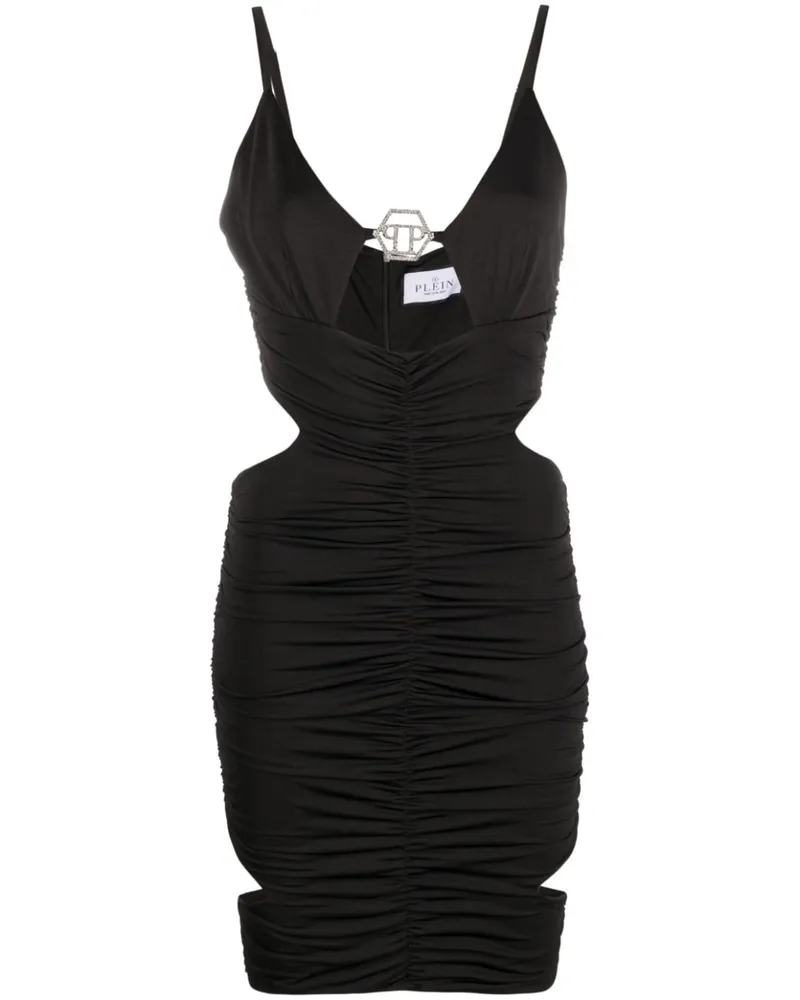 Philipp Plein Gerafftes Minikleid mit Cut-Outs - Schwarz Schwarz