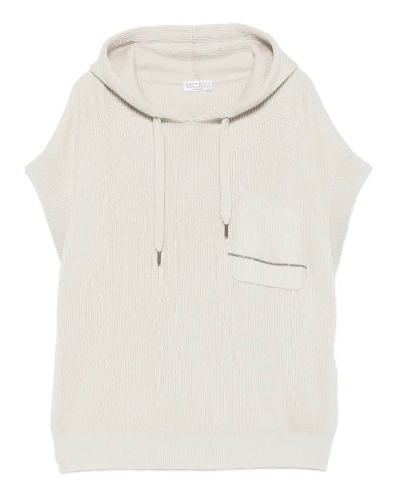 Brunello Cucinelli ribbed-knit hoodie - Nude Nude