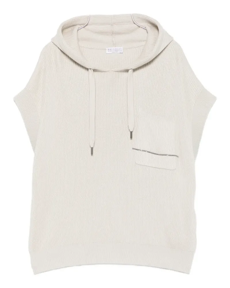 Brunello Cucinelli ribbed-knit hoodie - Nude Nude