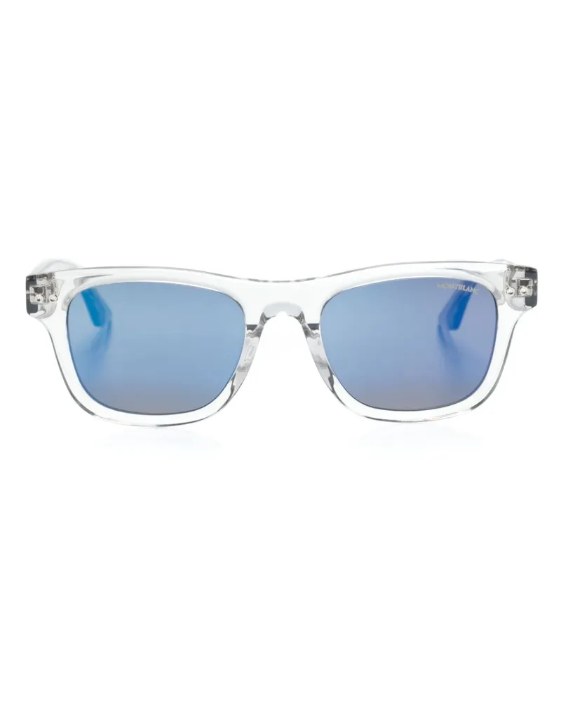 Montblanc Eckige Sonnenbrille mit Logo-Schild - Grau Grau