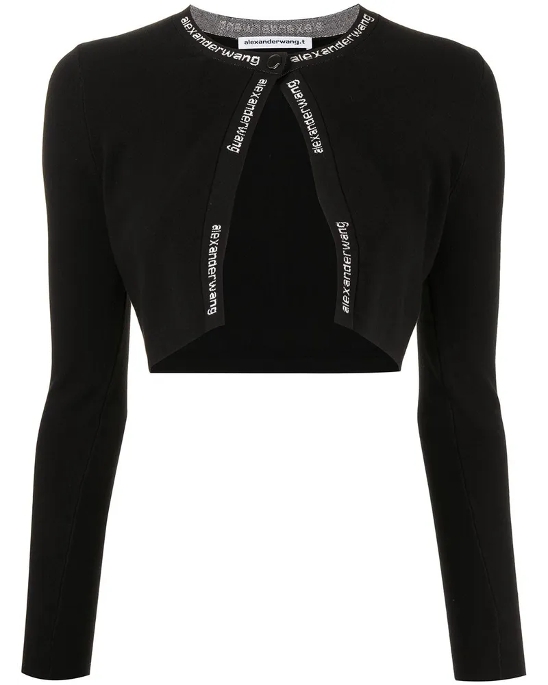 Alexander Wang Cropped-Cardigan mit Logo-Bund Schwarz