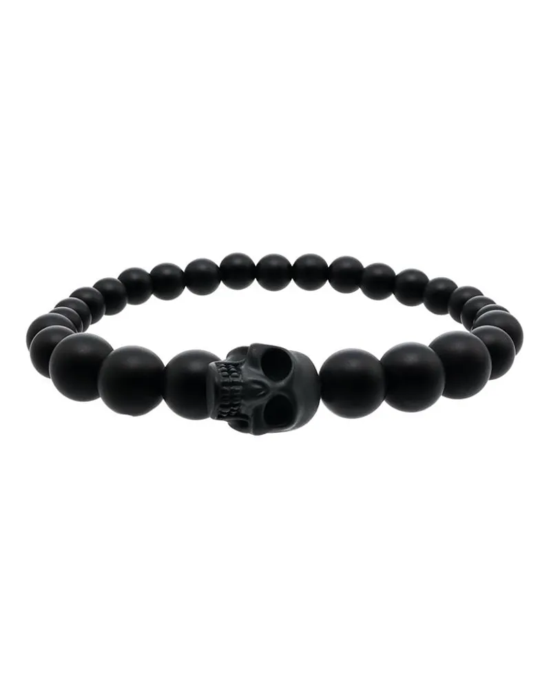 Alexander McQueen Perlenarmband mit Totenkopf - Schwarz Schwarz