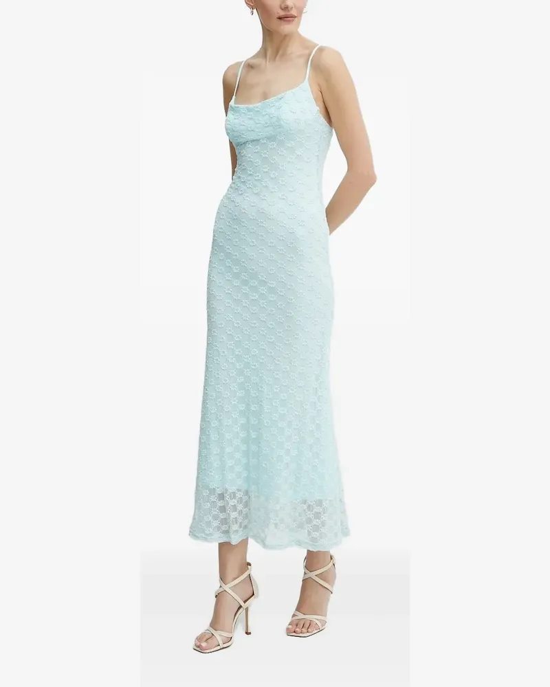 Bardot Midikleid aus Blumenspitze - Blau Blau