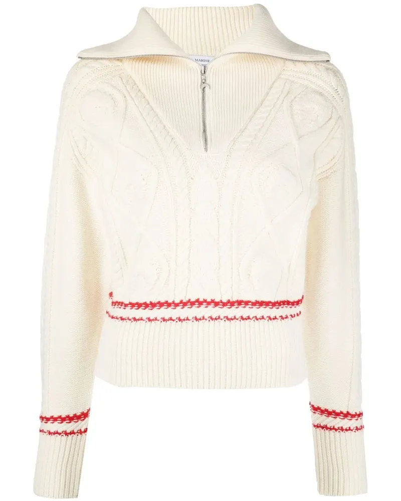 Marine Serre Pullover mit Zopfmuster - Weiß Weiß