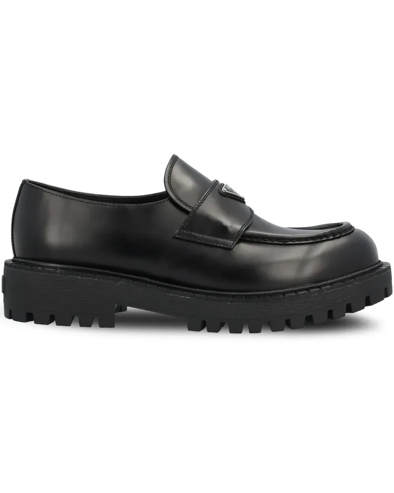 Prada Loafer mit Logo-Schild - Schwarz Schwarz