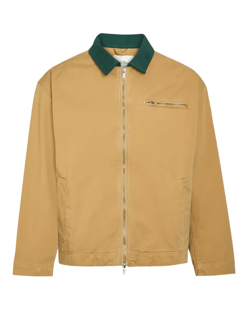 LES DEUX zip-up contrast-collar jacket - Nude Nude