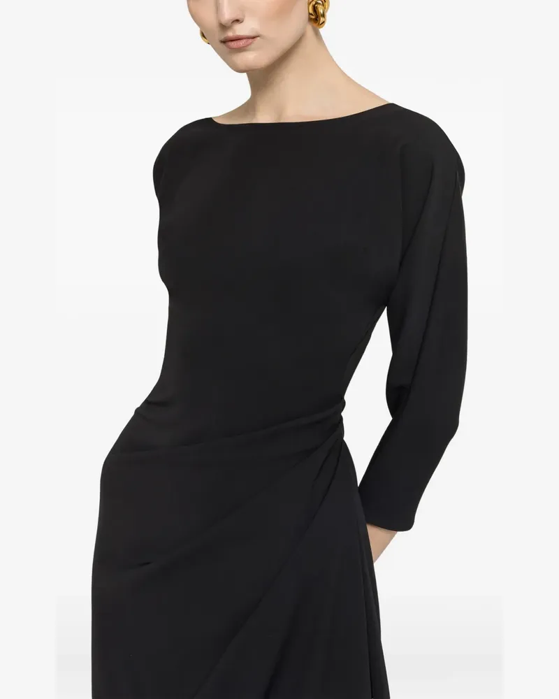 NISSA pleat midi dress - Schwarz Schwarz