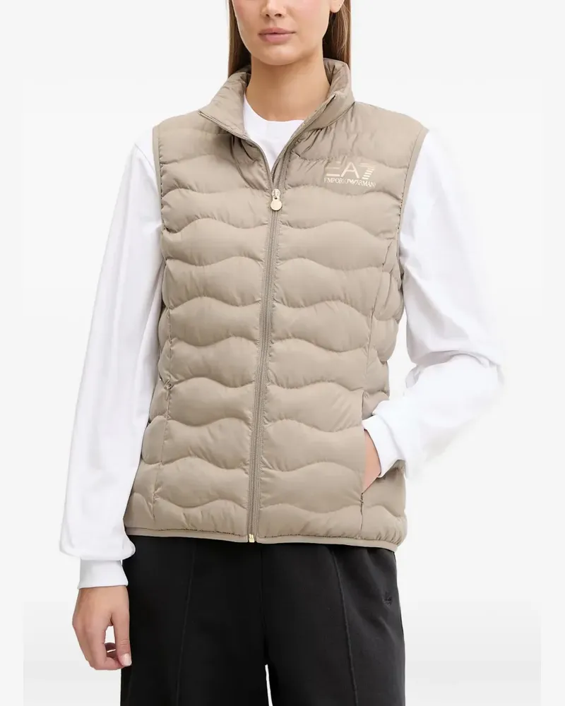 EA7 quilted logo-print gilet - Nude Nude