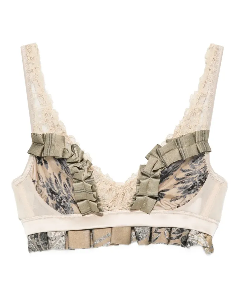 Antonio Marras ruffled lace-trim bra - Nude Nude