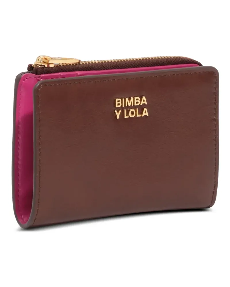 BIMBA Y LOLA Kompaktes Portemonnaie aus dunkelbraunem Leder Braun