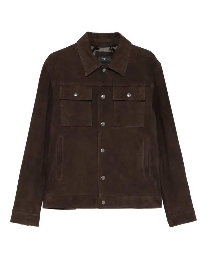 7 for all mankind suede-finish press-stud jacket - Braun Braun